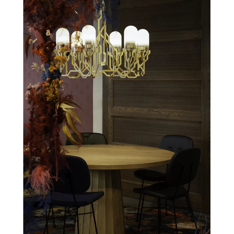 Brass Finish Modern Plant-Inspired Chandelier with 157.5-Inch Cable