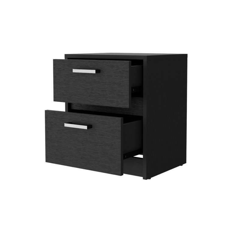 Bethel Modern Black 2-Drawer Nightstand with Sleek Handles