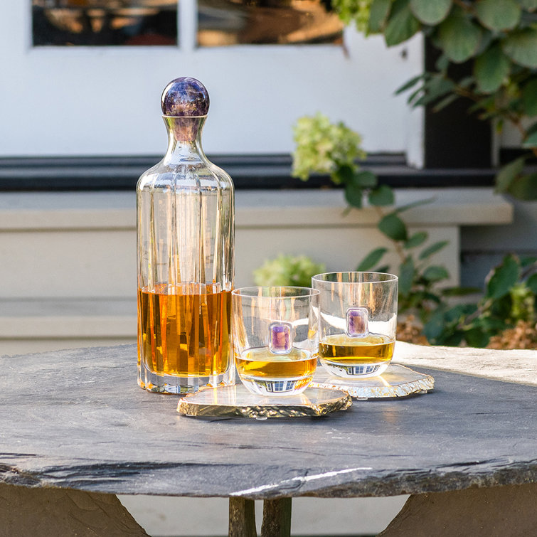 Elegant Smoke Agate and Crystal Liquor Decanter
