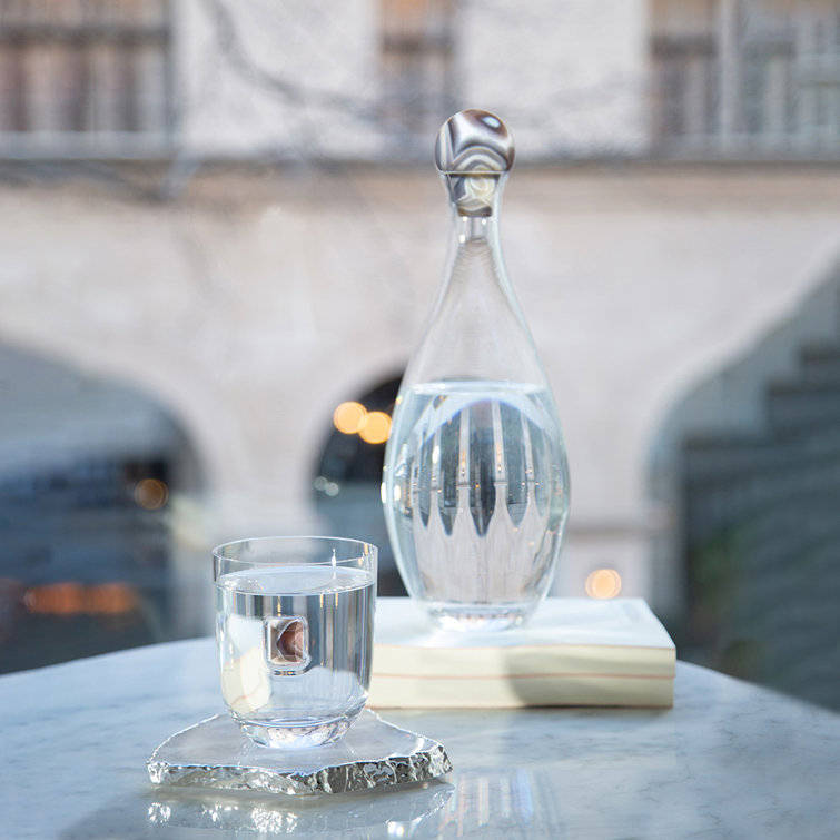 Smoke Agate and Clear Crystal Glass Decanter