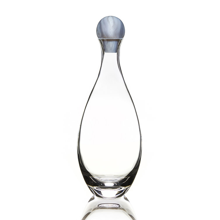 Smoke Agate and Clear Crystal Glass Decanter