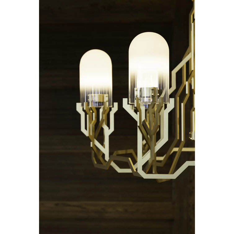 Brass Finish Modern Plant-Inspired Chandelier with 157.5-Inch Cable