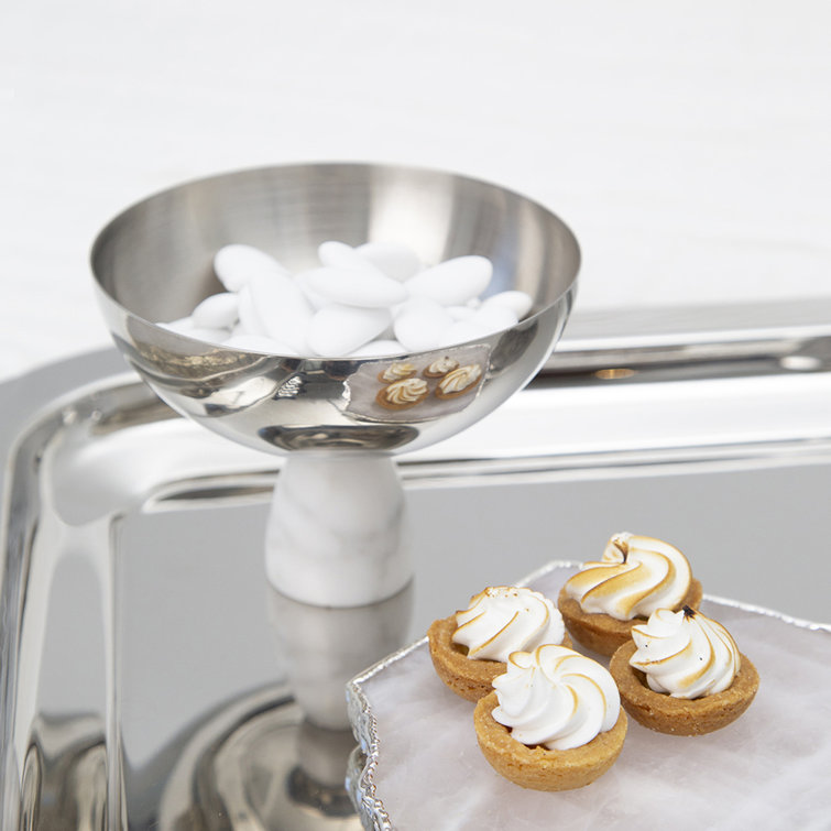 Silver and Marble Modern Candy Bowl for Serving