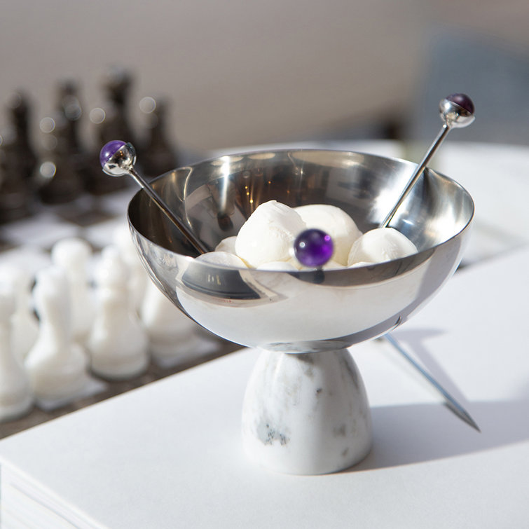 Silver and Marble Modern Candy Bowl for Serving