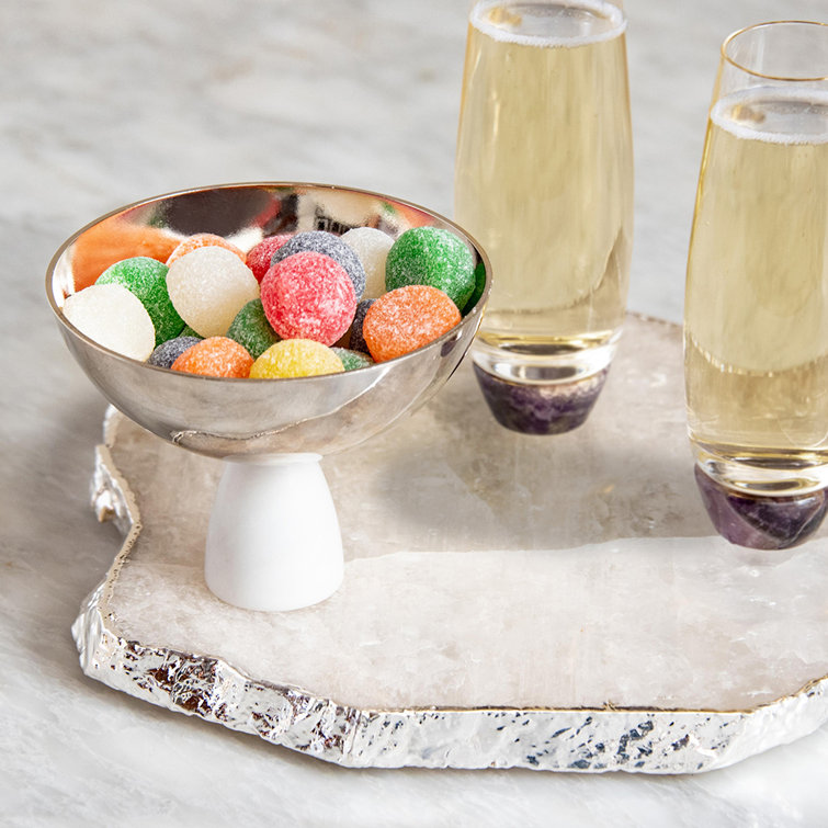 Silver and Marble Modern Candy Bowl for Serving