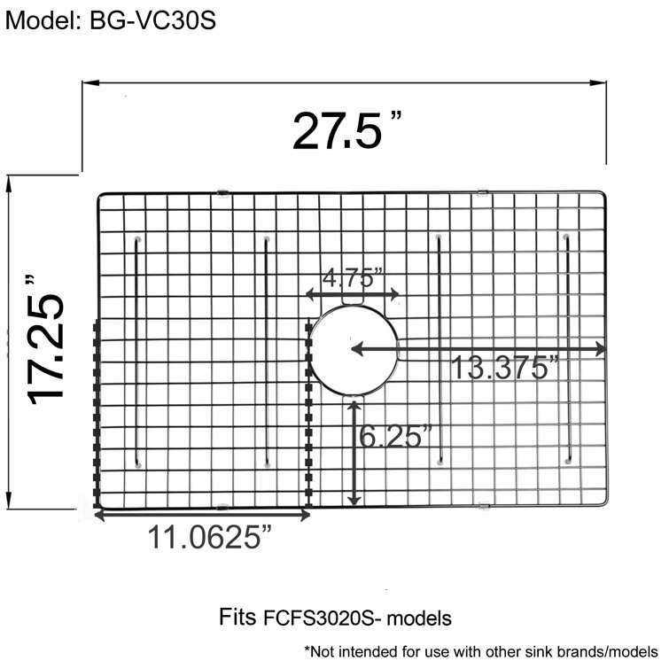Chrome Stainless Steel Sink Basin Grid with Vinyl Bumpers