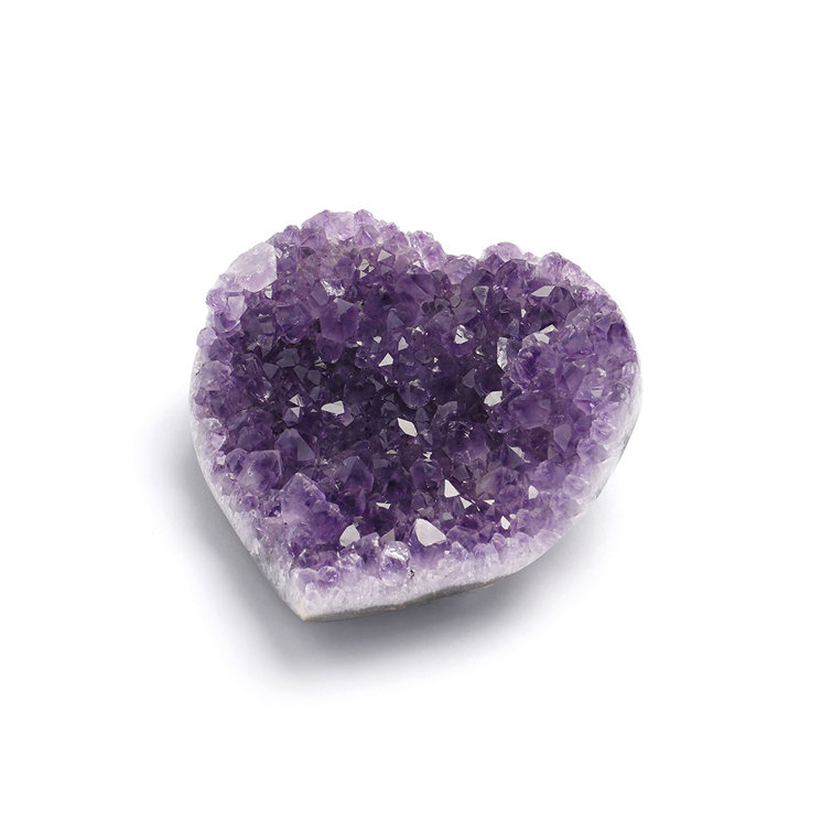 Natural Amethyst Heart-Shaped Druze Sculpture