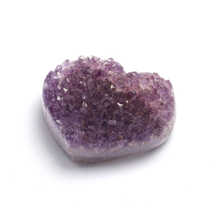 Natural Amethyst Heart-Shaped Druze Sculpture
