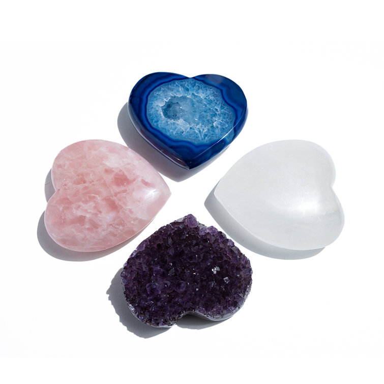 Natural Amethyst Heart-Shaped Druze Sculpture