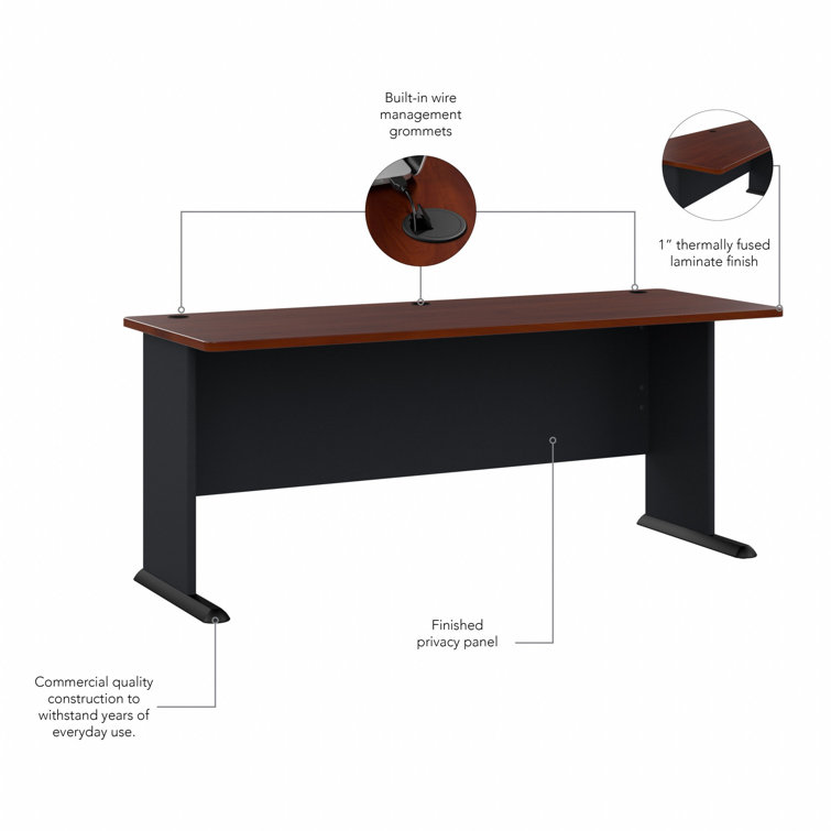 Hansen Cherry Contemporary 72" Executive Desk with Wire Management