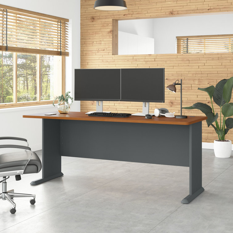 Natural Cherry and Slate Executive Desk with Filing Cabinet