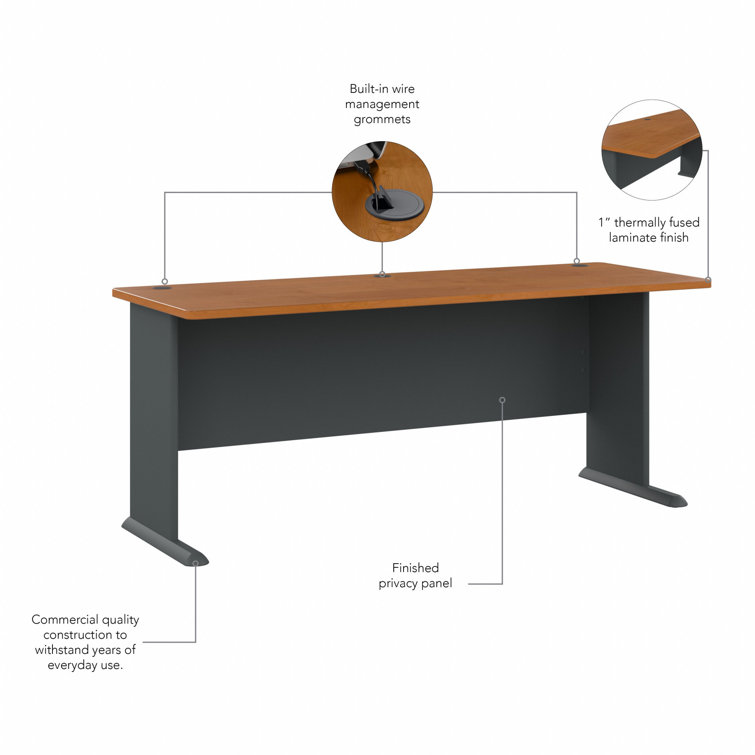 Natural Cherry and Slate Executive Desk with Filing Cabinet