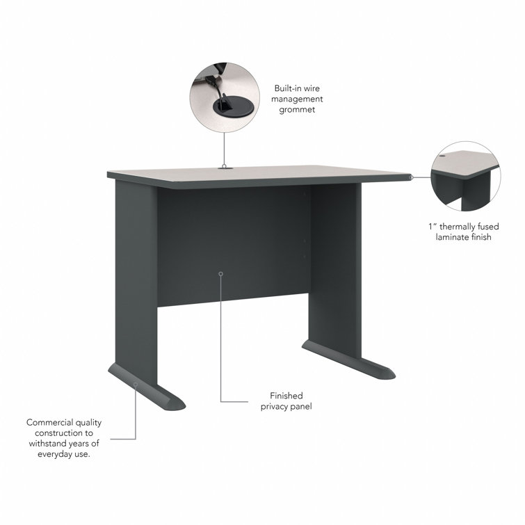 Slate and White Compact Office Desk with Drawer and Filing Cabinet