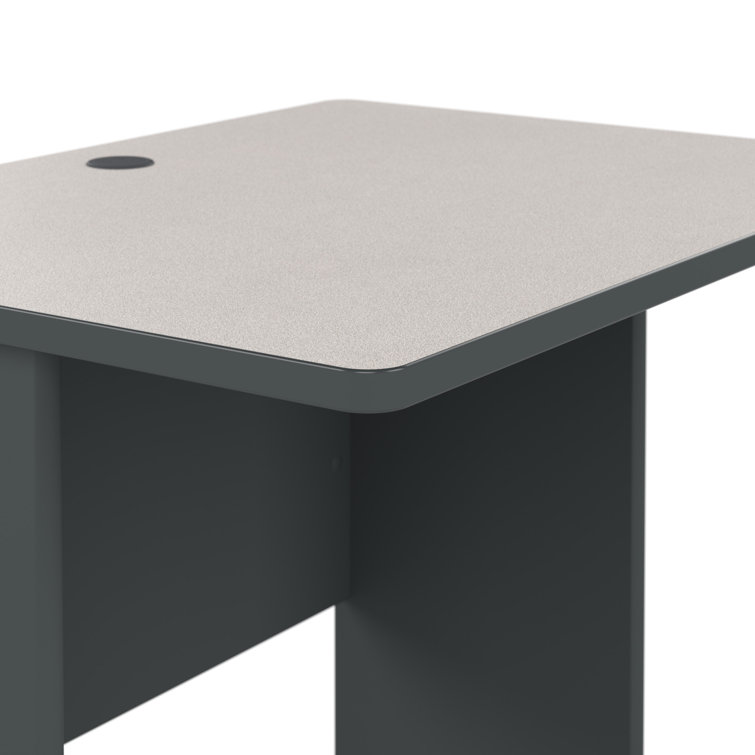 Slate and White Compact Office Desk with Drawer and Filing Cabinet
