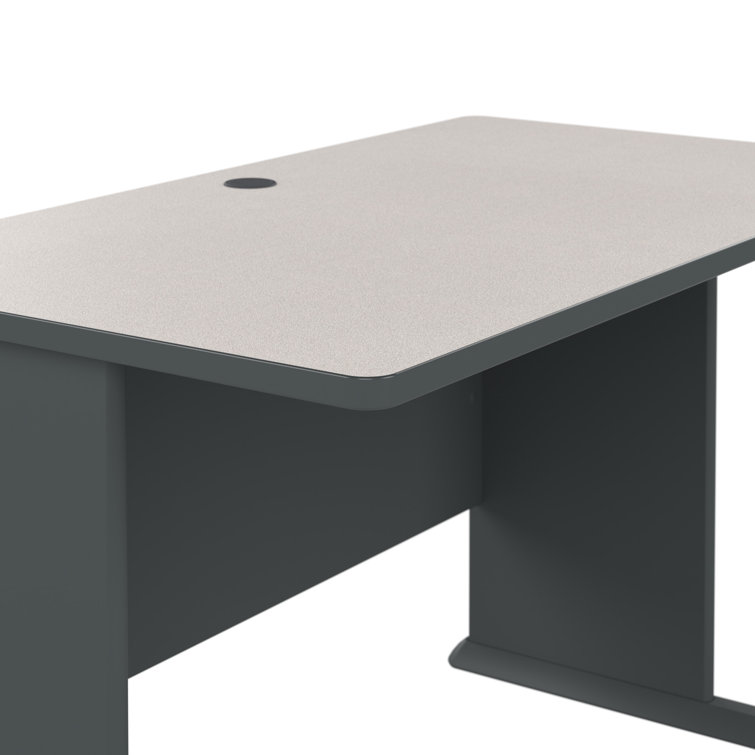 Slate Executive Office Desk with Drawer and Filing Cabinet, 48"W