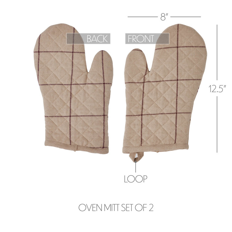 Connell Beige Cotton Quilted Oven Mitt Set