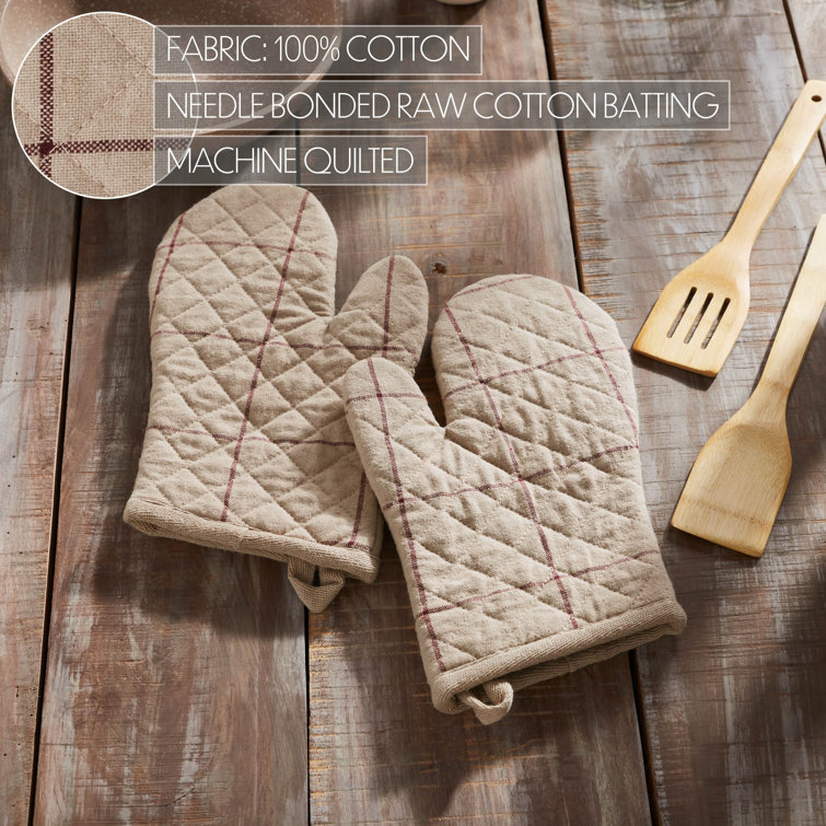 Connell Beige Cotton Quilted Oven Mitt Set