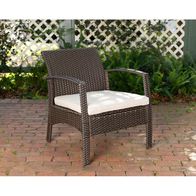 Mocha Wicker Outdoor Armchair with Khaki Cushion