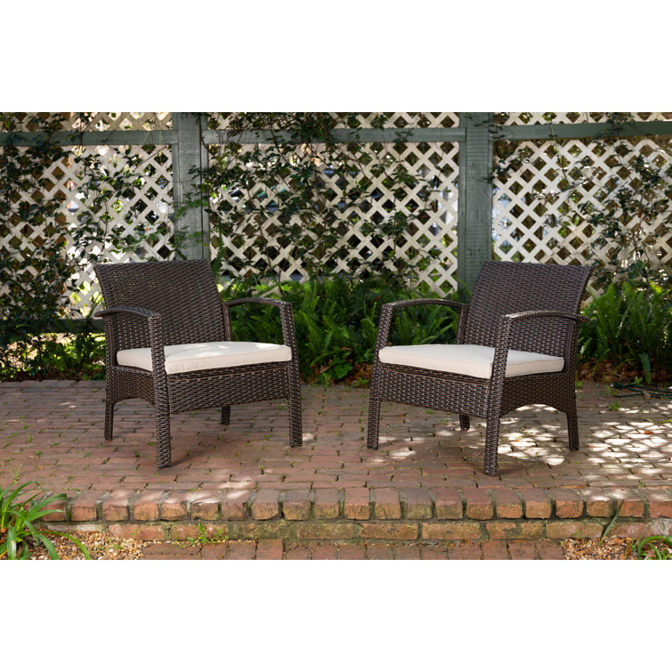 Mocha Wicker Outdoor Armchair with Khaki Cushion