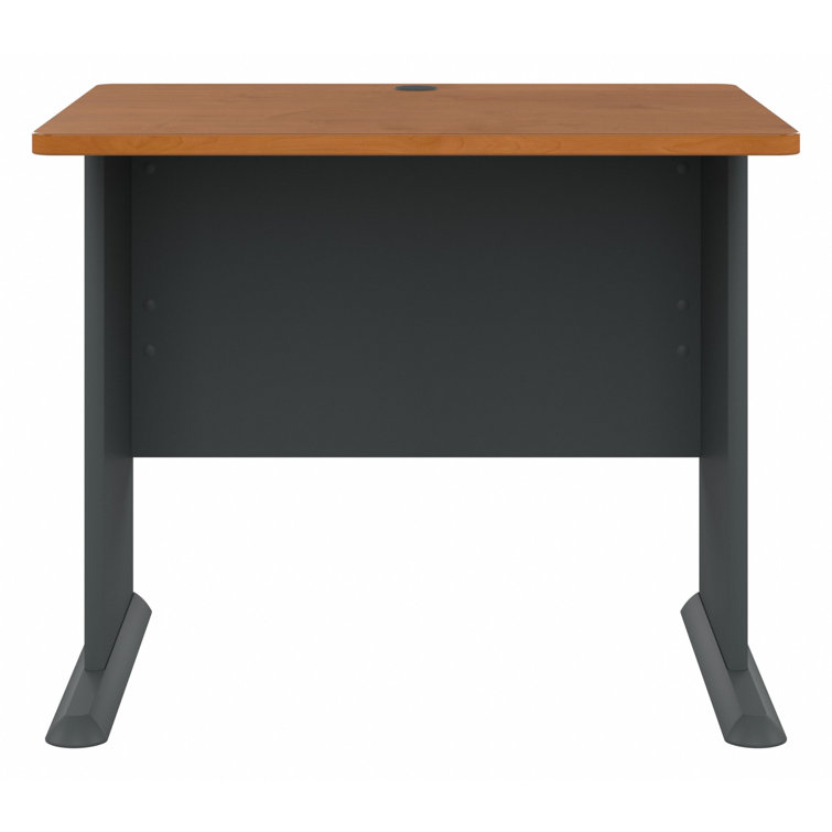 Cherry Slate Executive Desk with Cable Management and Filing Cabinet