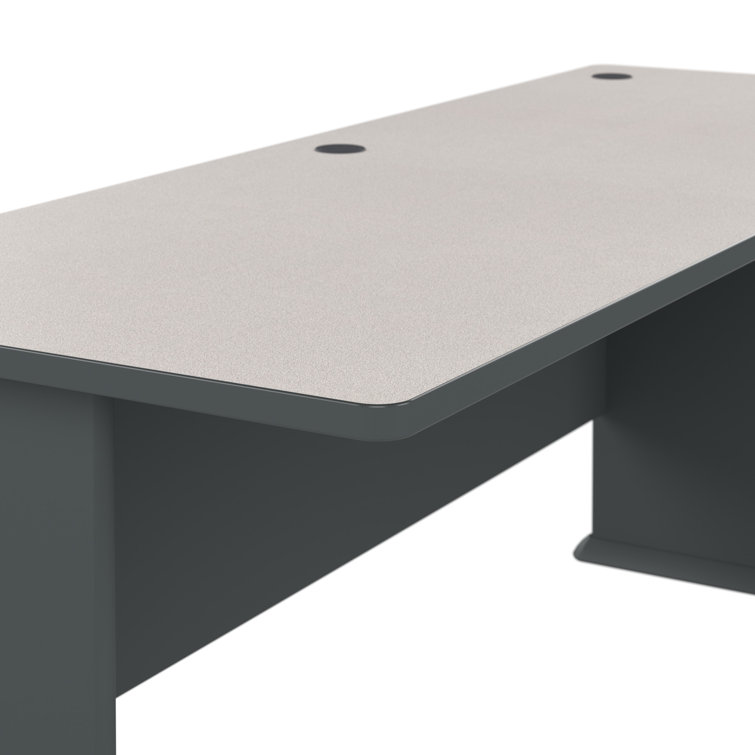 Slate and White Spectrum Contemporary Executive Office Desk with Drawers