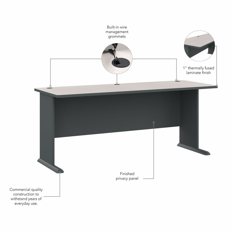 Slate and White Spectrum Contemporary Executive Office Desk with Drawers