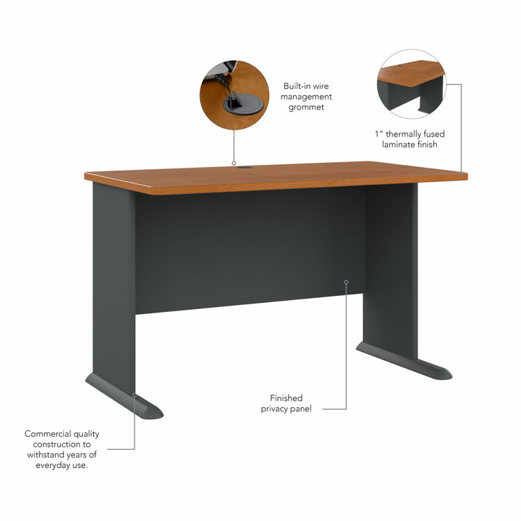 Slate Executive 48" Desk with Filing Cabinet and Keyboard Tray