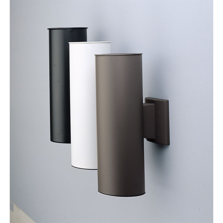 White Aluminum Cylinder Outdoor Wall Lantern Sconce