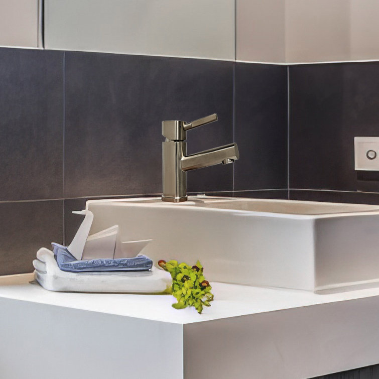 Waterhaus 6.25" Brushed Stainless Steel Single Lever Bathroom Faucet