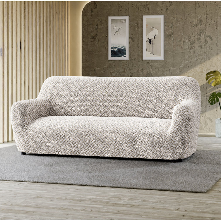 Venezia Cream Stretch Sofa Slipcover - Waterproof Polyester Blend