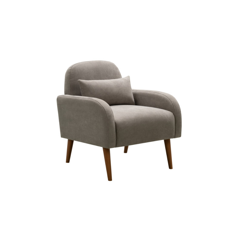 Gray Upholstered Modern Rocking Chair with Wooden Legs