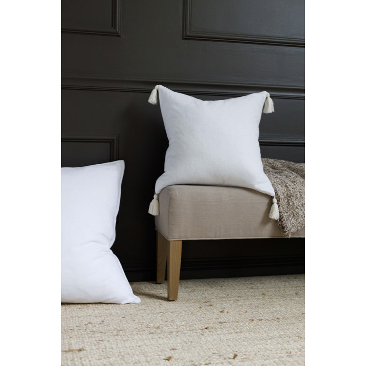 Bianca Light Gray Velvet Square Pillow with Tassels