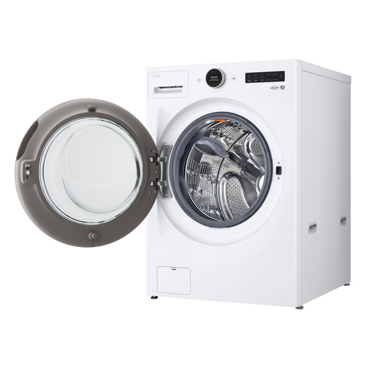 White High Efficiency Smart Front Load Washer with Steam Setting