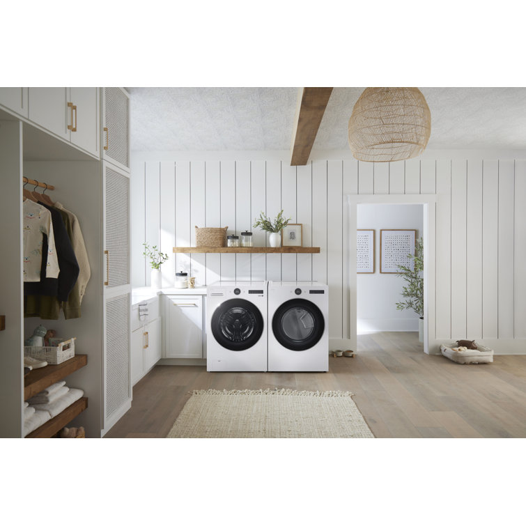 White High Efficiency Smart Front Load Washer with Steam Setting