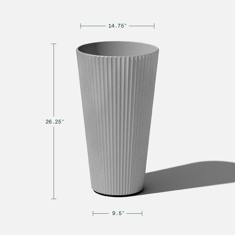 26" Gray Concrete-Plastic Tall Planter for Indoor/Outdoor