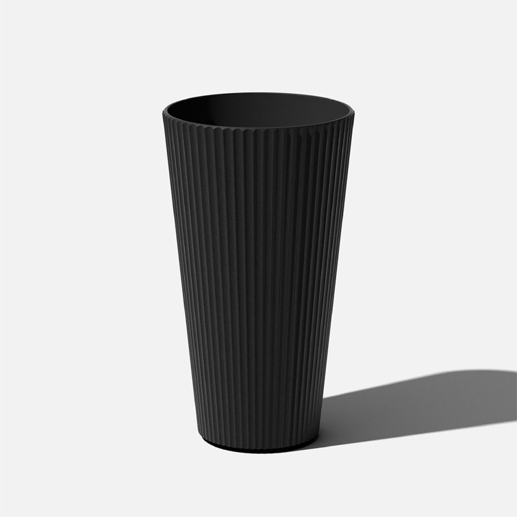 26" Tall Black Concrete-Plastic Composite Planter