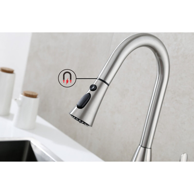 Brushed Nickel Single Handle Kitchen Faucet with Pull-out Spray