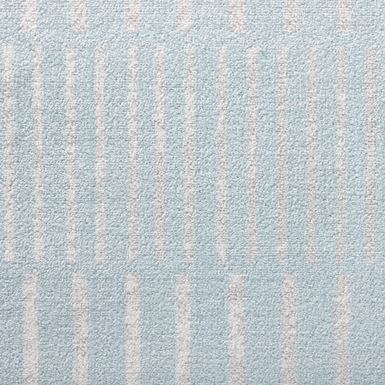 Blue and Ivory Striped Synthetic 5' x 7' Indoor/Outdoor Rug