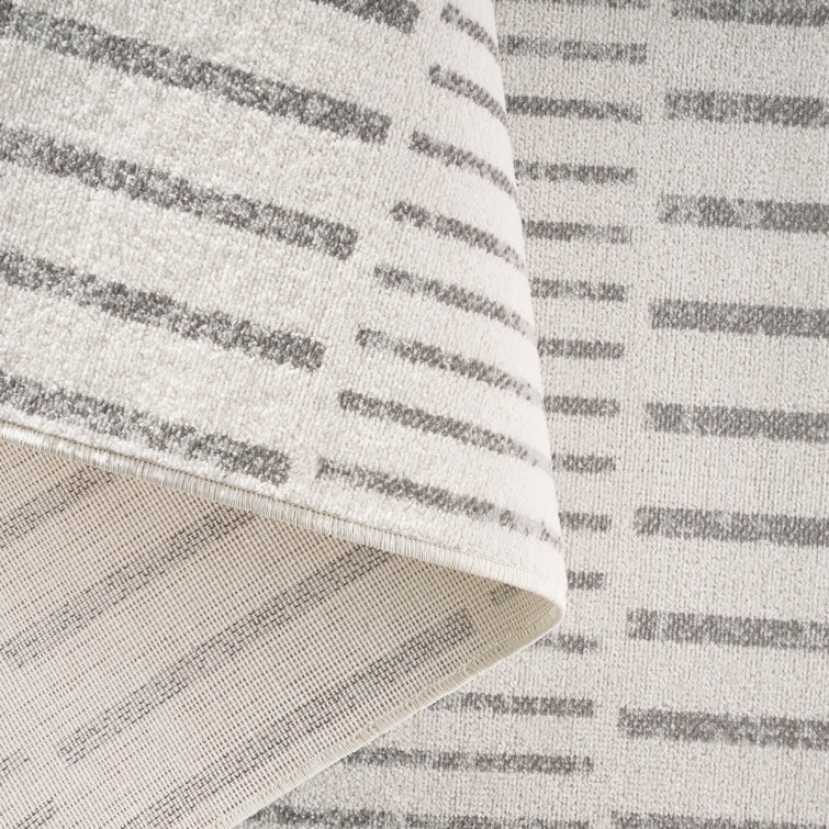 TOMMY BAHAMA Poolside Offset Stripe Indoor Outdoor Area Rug Ivory/Grey