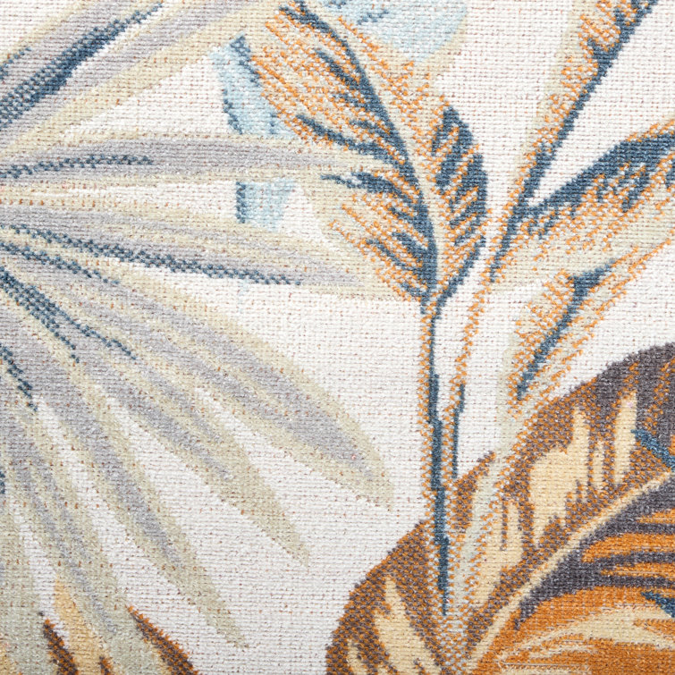 Ivory and Multicolor Tropical Foliage Synthetic Area Rug 5' x 7'