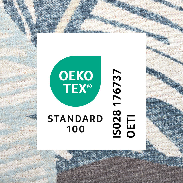 Dark Grey and Multicolor Synthetic Palm Fronds Indoor/Outdoor Area Rug