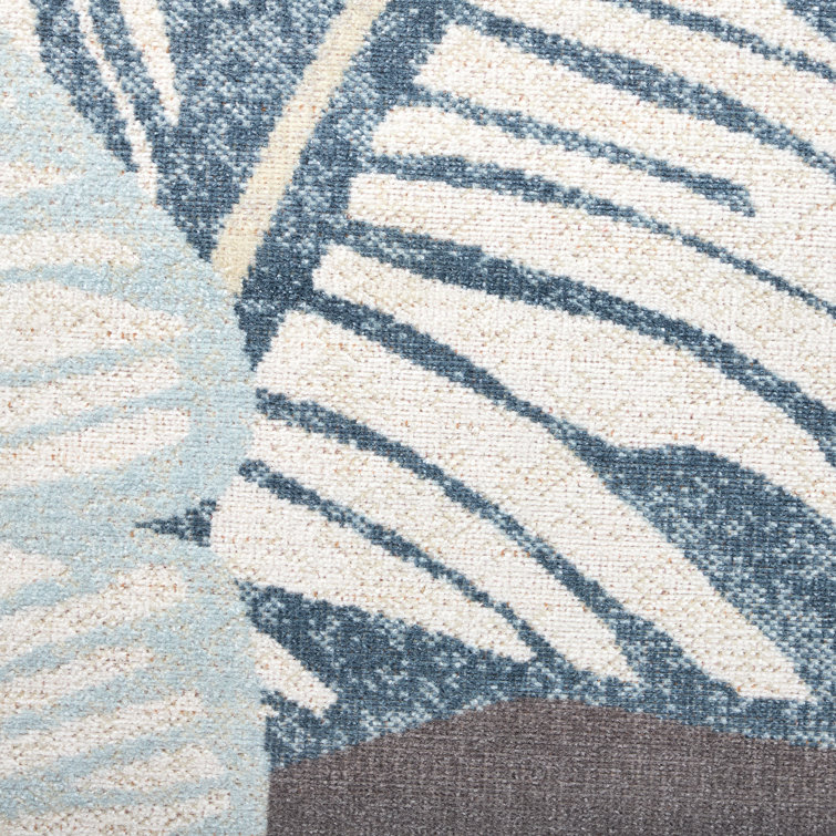 Dark Grey and Multicolor Synthetic Palm Fronds Indoor/Outdoor Area Rug