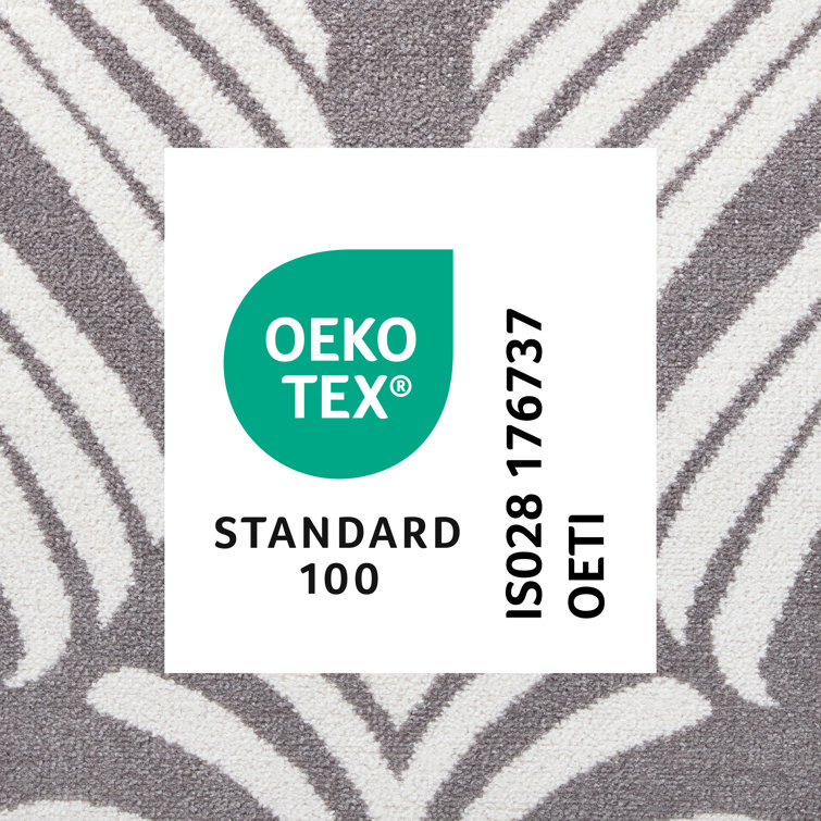 Dark Grey and Ivory Synthetic Palm Leaf Indoor/Outdoor Area Rug