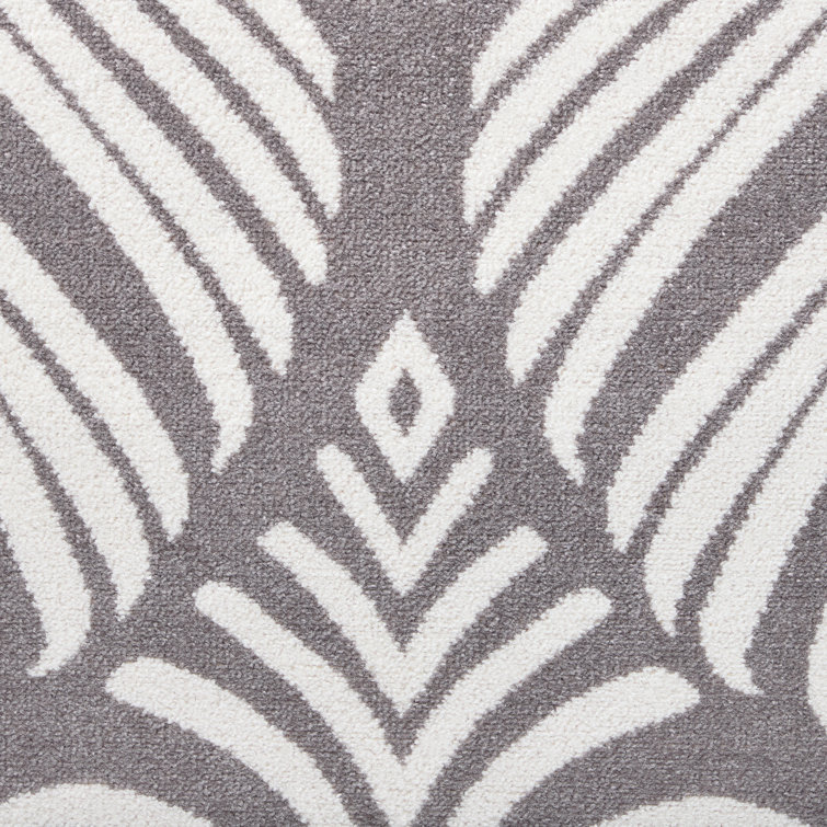 Dark Grey and Ivory Synthetic Palm Leaf Indoor/Outdoor Area Rug