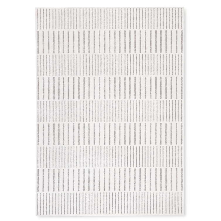 TOMMY BAHAMA Poolside Offset Stripe Indoor Outdoor Area Rug Ivory/Grey