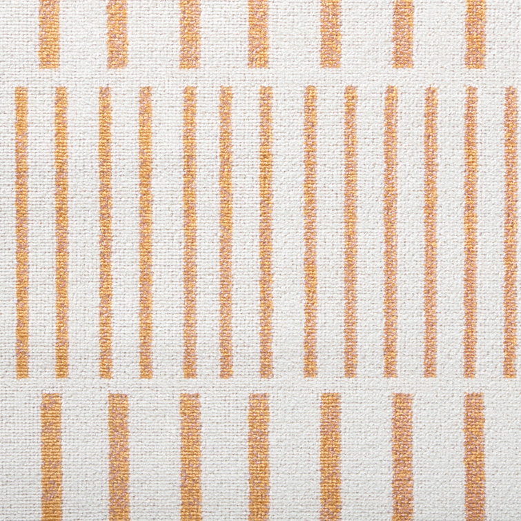 Ivory and Orange Synthetic Stripe Indoor/Outdoor Area Rug