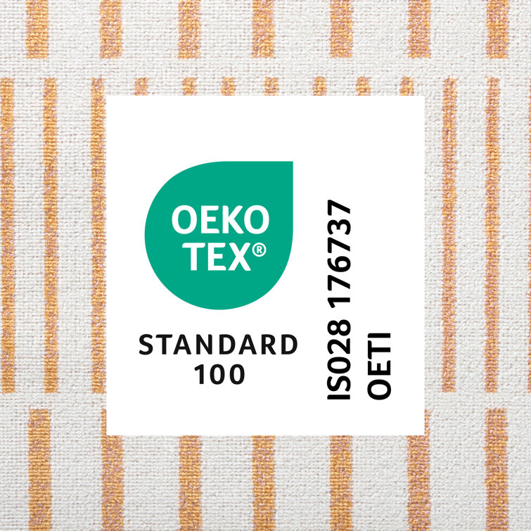 Ivory and Orange Synthetic Stripe Indoor/Outdoor Area Rug