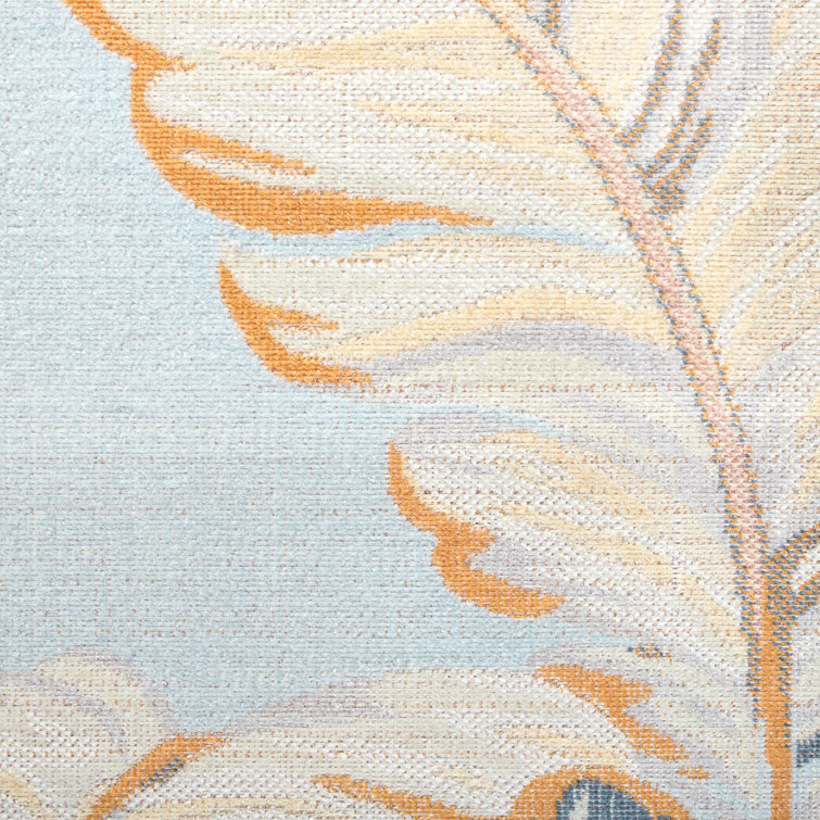 Bimini Blooming Border Blue/Grey/Coral 6'6" x 9'2" Synthetic Rectangular Area Rug