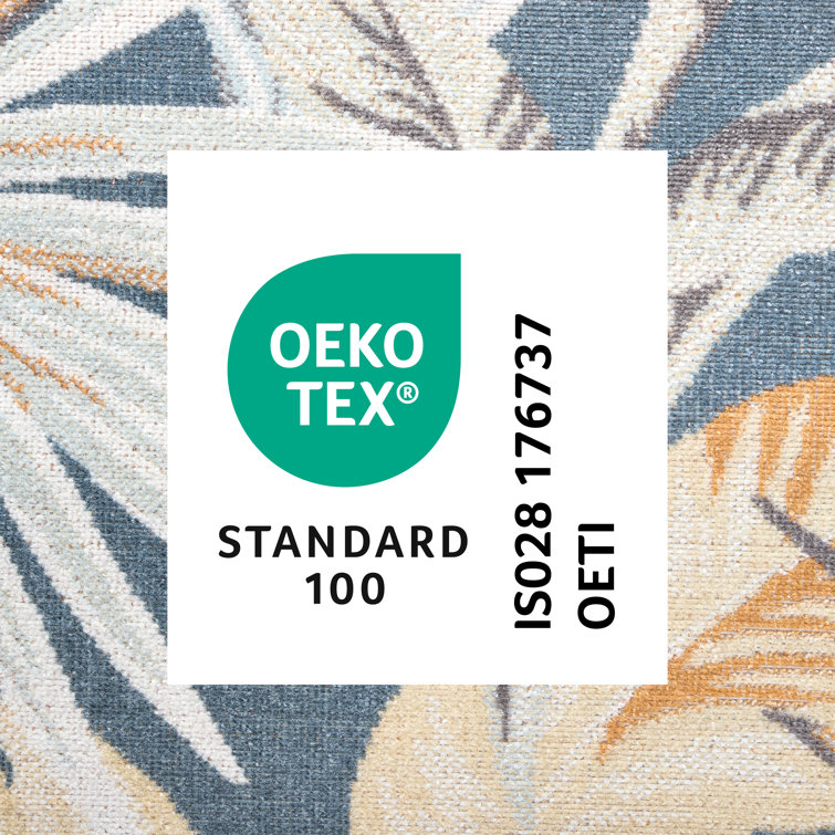 Abaco Tropical Foliage Dark Blue and Multi Synthetic Area Rug