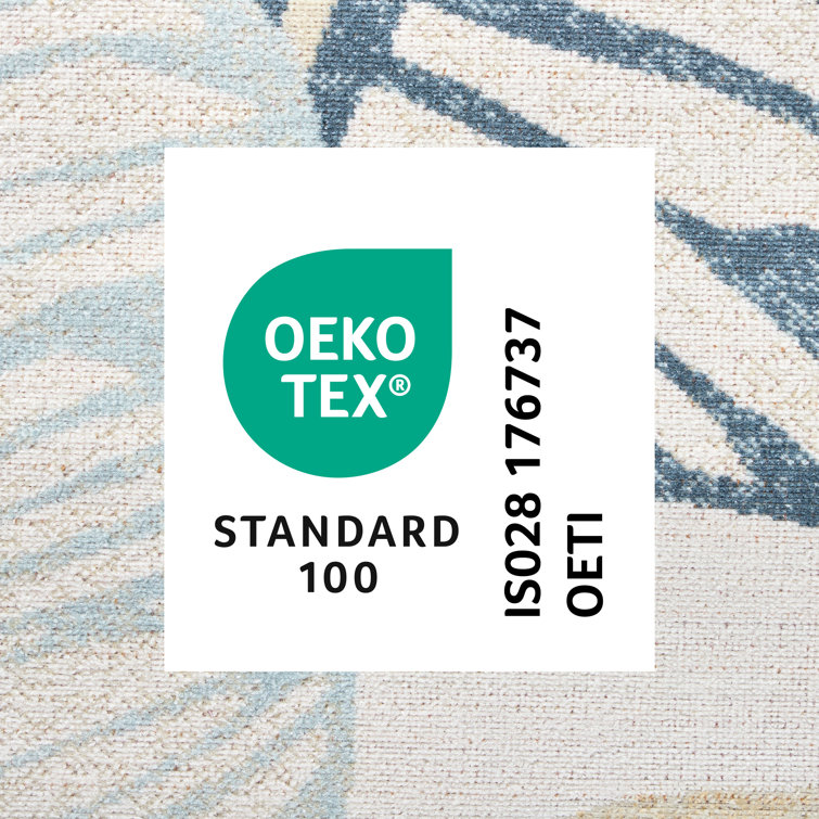 Ivory and Multicolor Synthetic Rectangular Tropical Area Rug